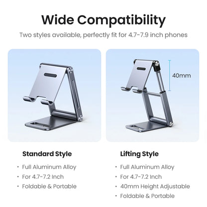 UGREEN Phone Holder Stand Aluminum Cell Phone Stand Tablet Stand Support Mobile Phone For iPhone 15 14 13 Pro Max Xiaomi Samsung