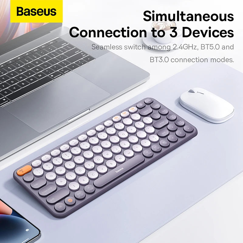 Baseus K01 Bluetooth Wireless Keyboard for MacBook iPad PC Tablet  Laptop  84 Key Mini Slim Dual System 2.4G Silent Keyboard